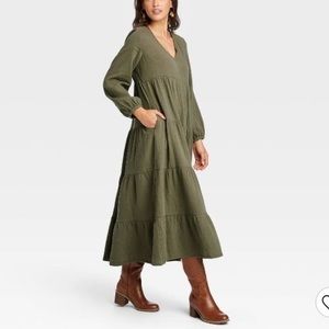Universal Thread Women's Balloon Long Sleeve Tiered Dress